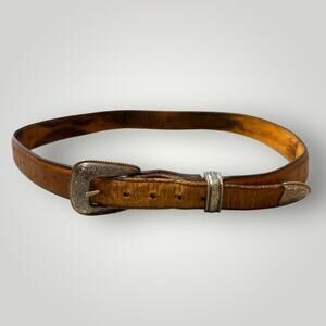 VTG TONY LAMA buckle belt brown leather western cowboy Size 36
